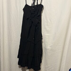 Elegant Strappy Black Ruffled Dress